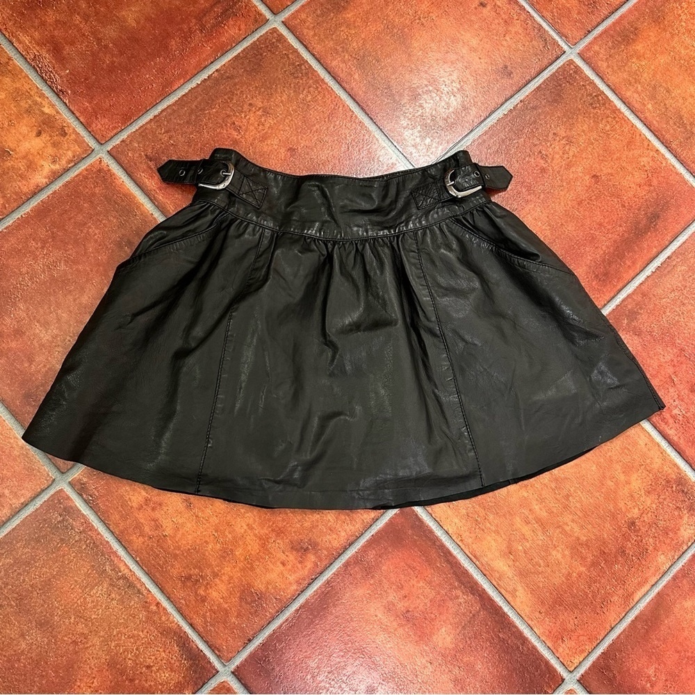 Muubaa Leather Skirt w/ Buckle Detail